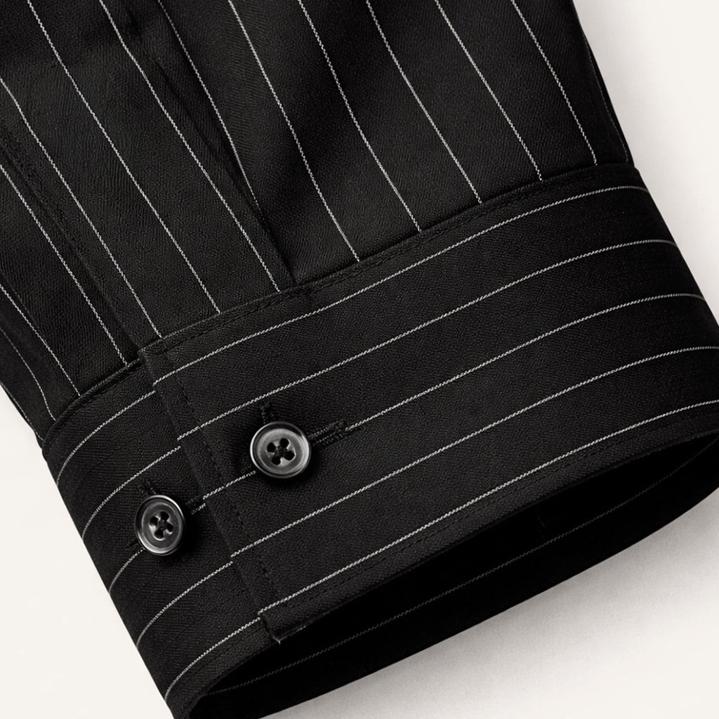 Dama Washington Rory men's pinstripe button down shirt black long sleeve - view 8