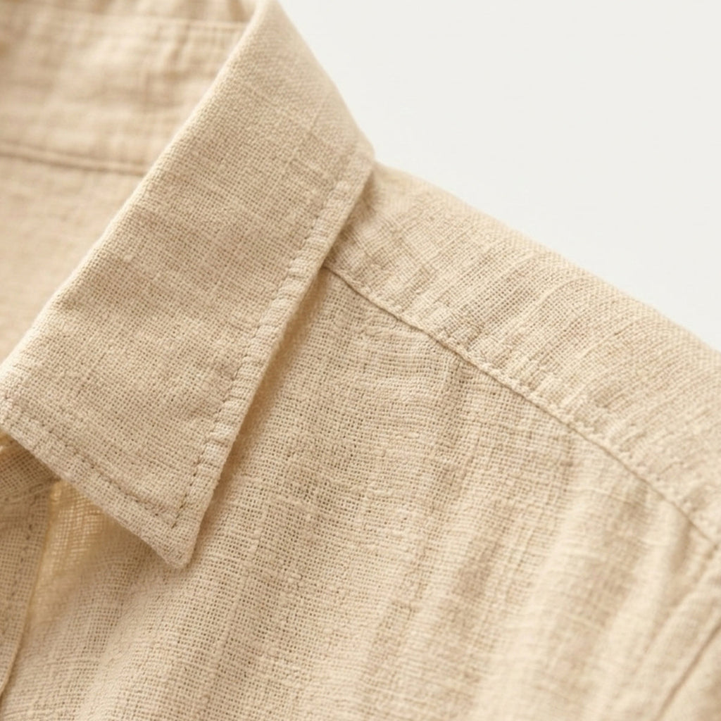 Dama Washington Ezra men's linen shirt cream long sleeve button up - view 4