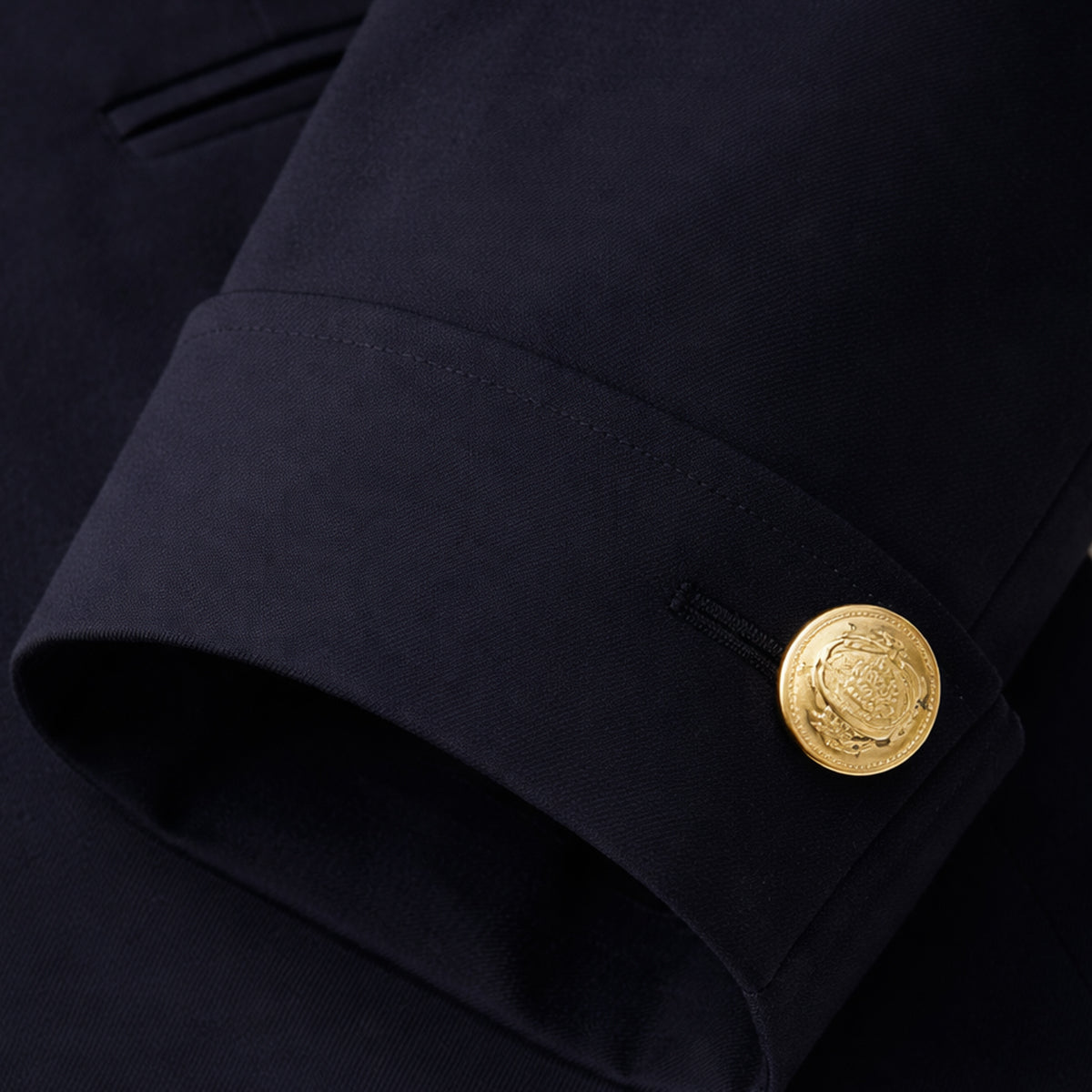 Beau | Men's Double Breasted Blazer Navy Gold Button