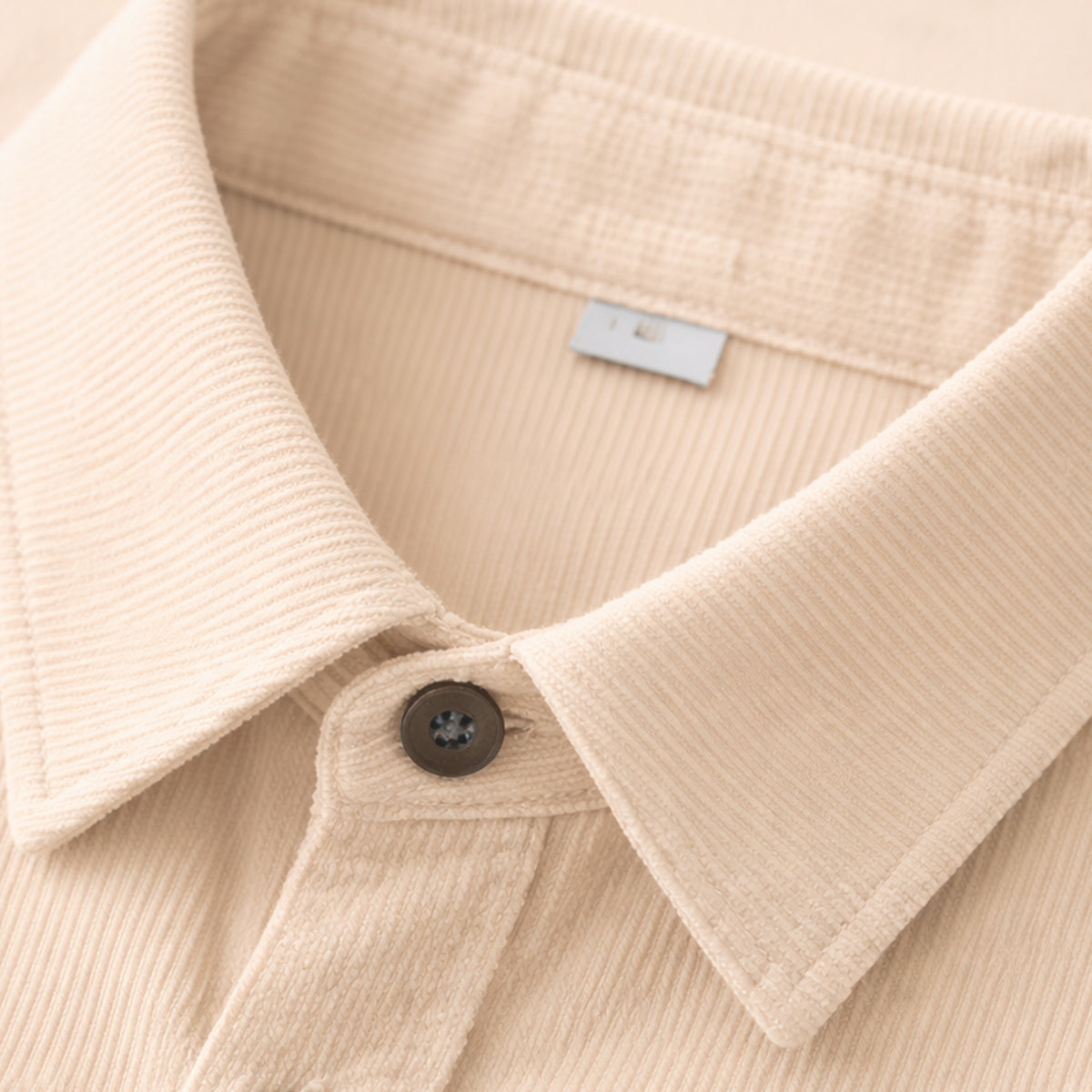 Beau | Men's Corduroy Button Up Shirt Cream Long Sleeve