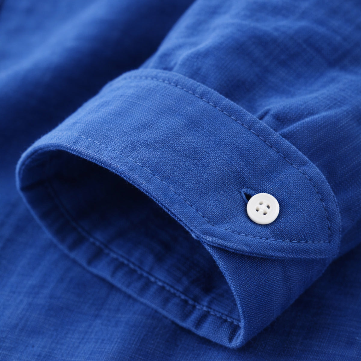 Beau | Men's Casual Linen Shirt Blue Long Sleeve Button Up