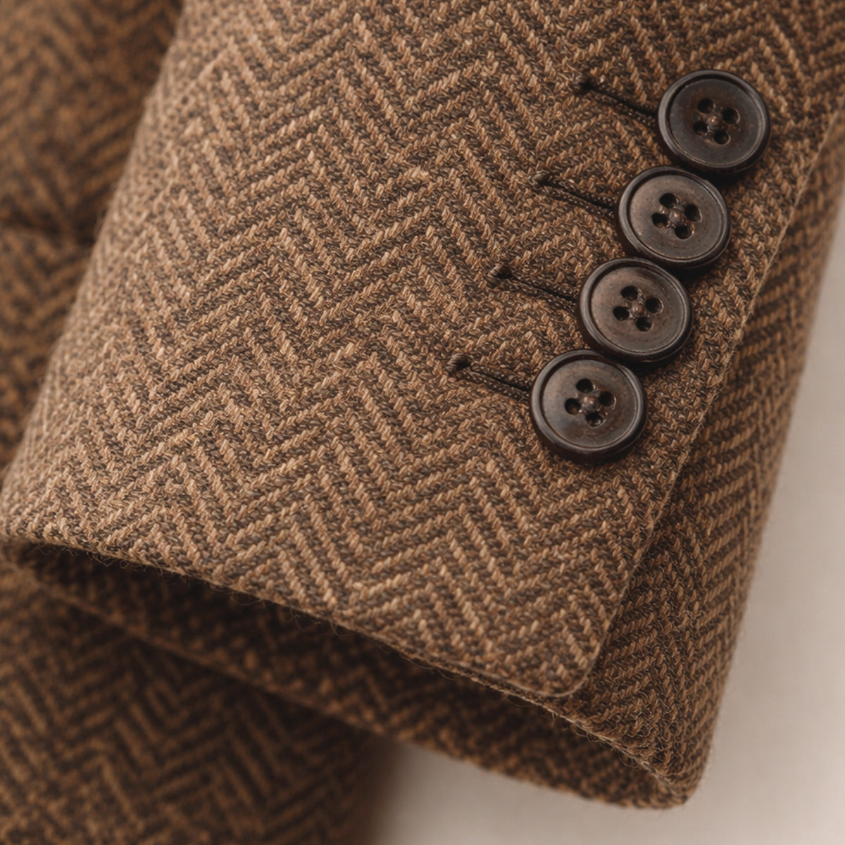 Beau | Men's Tweed Blazer Brown Herringbone Single Breasted