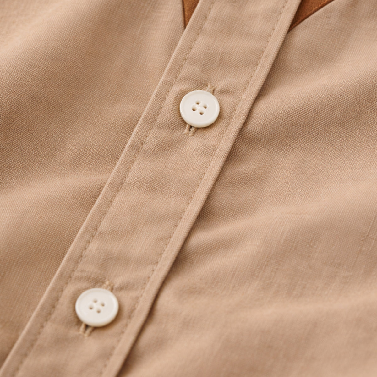 Roan | Men's Two Tone Block Button Up Shirt Cream Brown