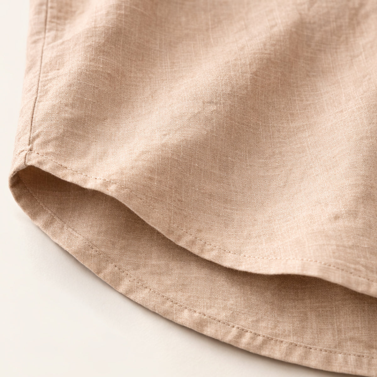 Rhys | Men's Casual Linen Henley Shirt Cream Short Sleeve