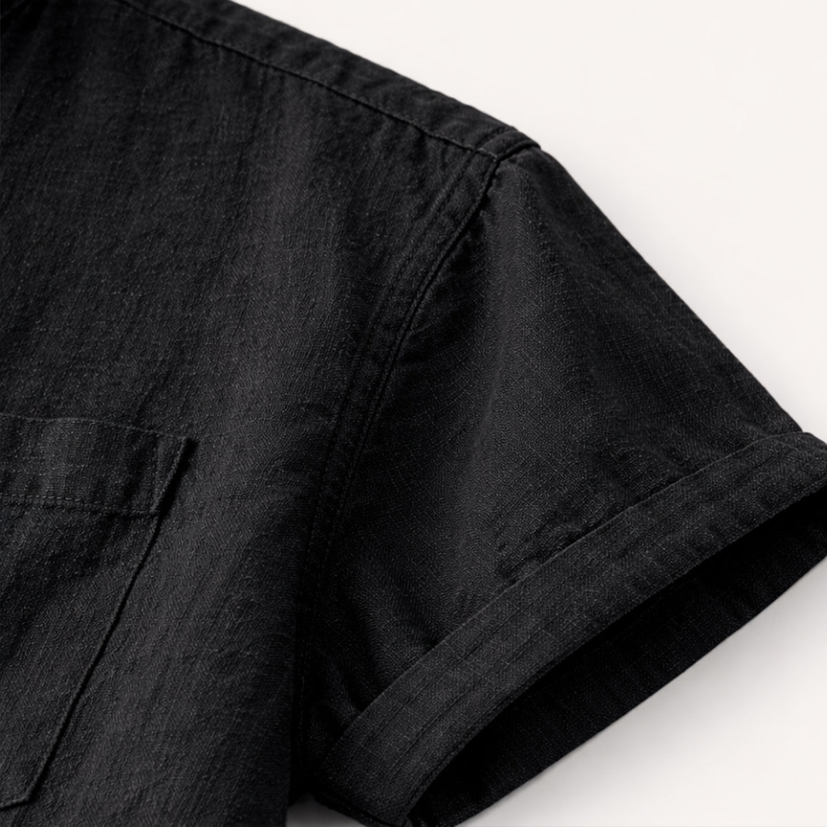 Axel | Men's Henley Shirt Black Short Sleeve Chest Pocket