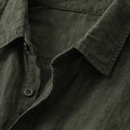 Dama Washington Ezra men's casual linen button up shirt olive green - view 4