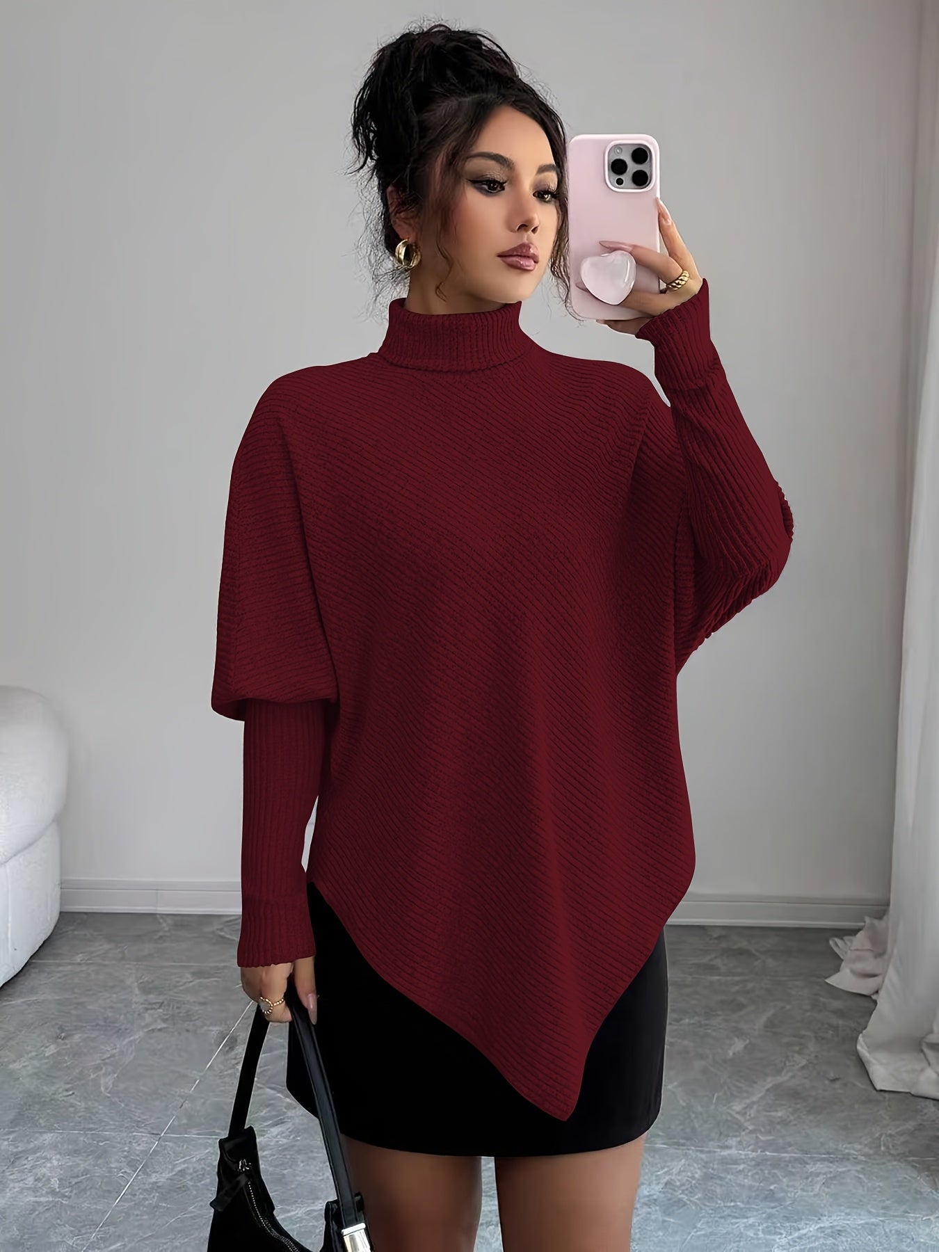 Stella | Women's Oversized Turtleneck Sweater Brown