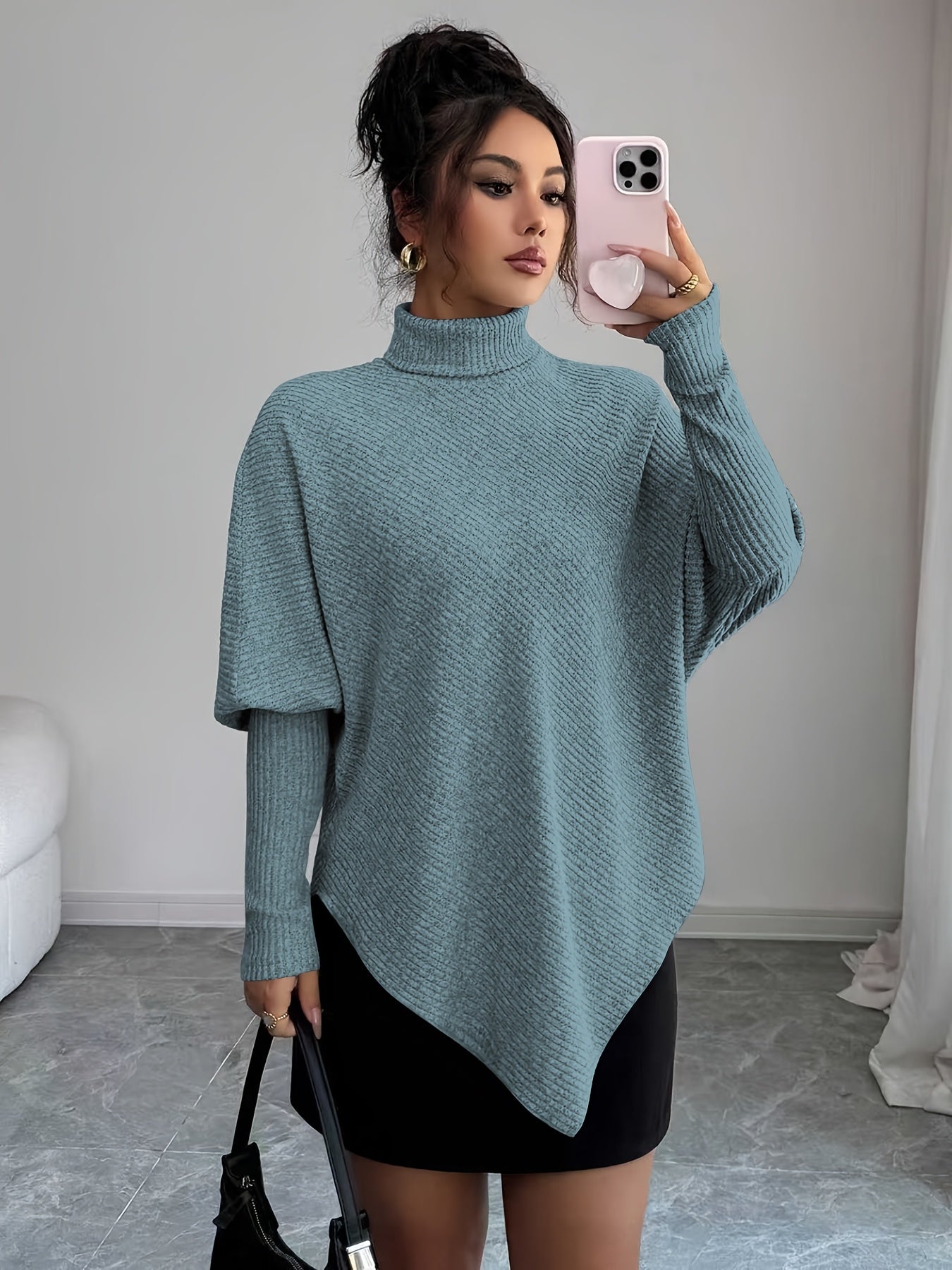 Stella | Women's Oversized Turtleneck Sweater Brown