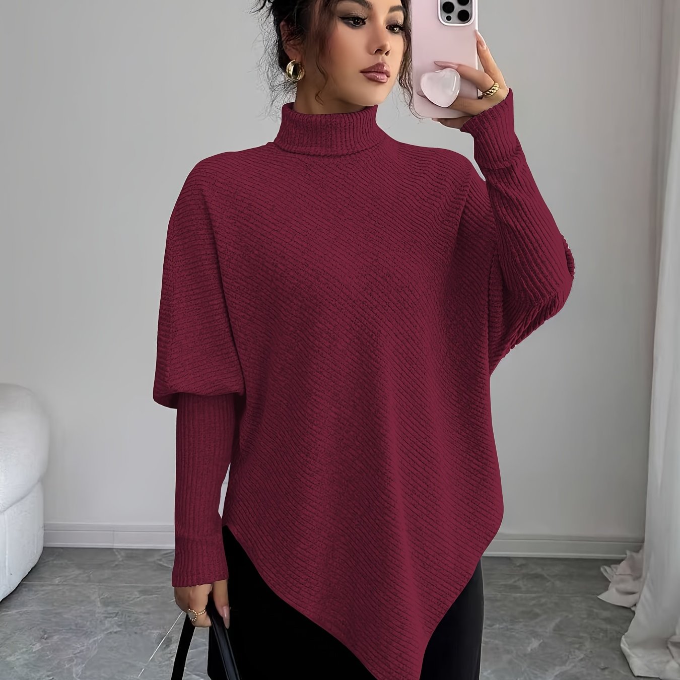 Stella | Women's Oversized Turtleneck Sweater Brown