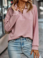 Dama Washington Aria women's ribbed half zip pullover pink long sleeve - view 8