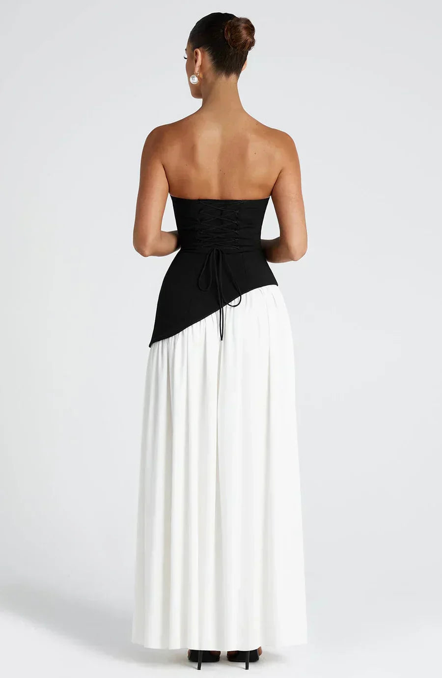 Maeve | Women's Strapless Halter Maxi Dress Cream High Slit