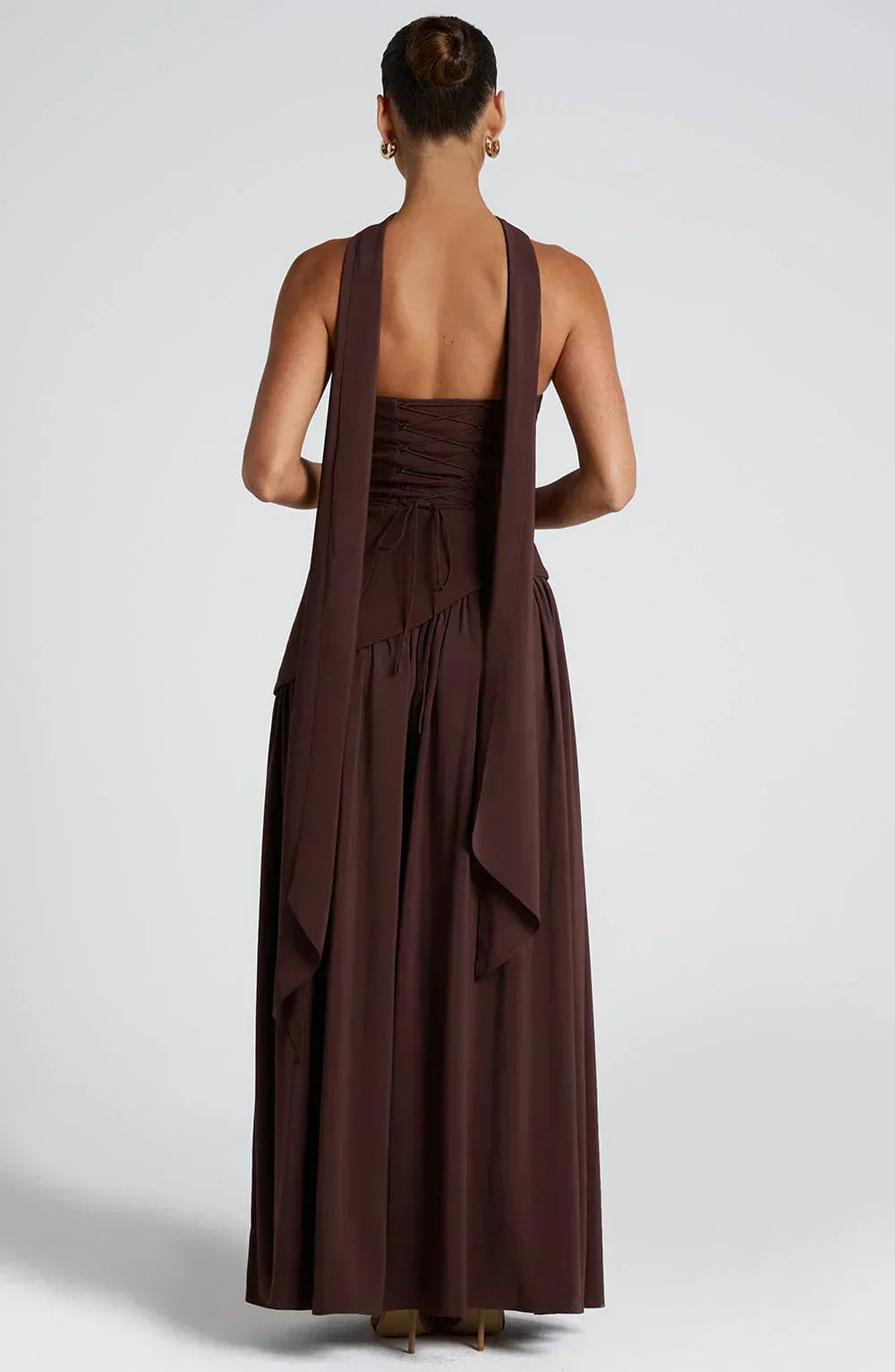 Maeve | Women's Strapless Halter Maxi Dress Cream High Slit