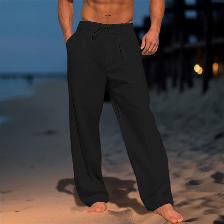 Axel | Men's Linen Pants White Drawstring Relaxed Fit