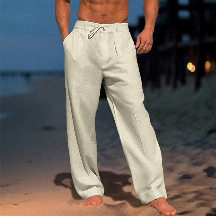 Axel | Men's Linen Pants White Drawstring Relaxed Fit