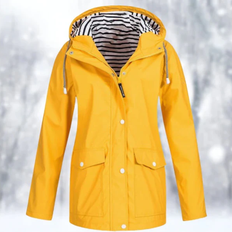 Dama Washington Arabella hooded button-front raincoat - front view