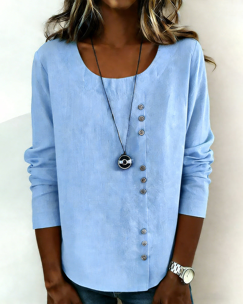 Camille | Women's Long Sleeve Button Down Shirt Light Blue