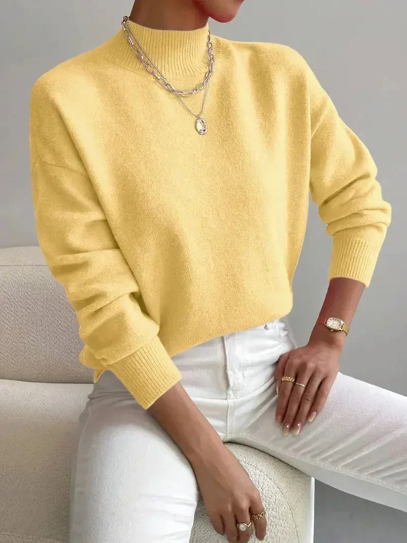 Maeve | Women's Crew Neck Sweater Cream Knit Long Sleeve