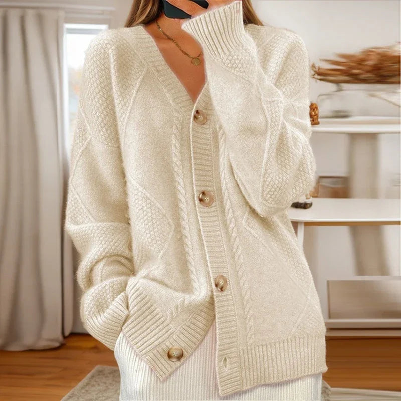 Dama Washington Mathilde women's button-down v-neck cardigan - front view
