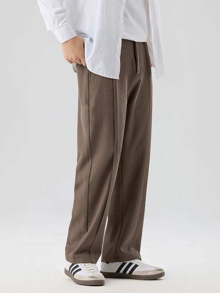 Rowan | Men's Pleated Dress Pants Beige Straight Leg
