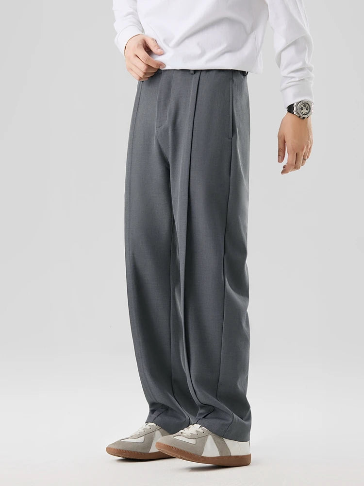 Rowan | Men's Pleated Dress Pants Beige Straight Leg