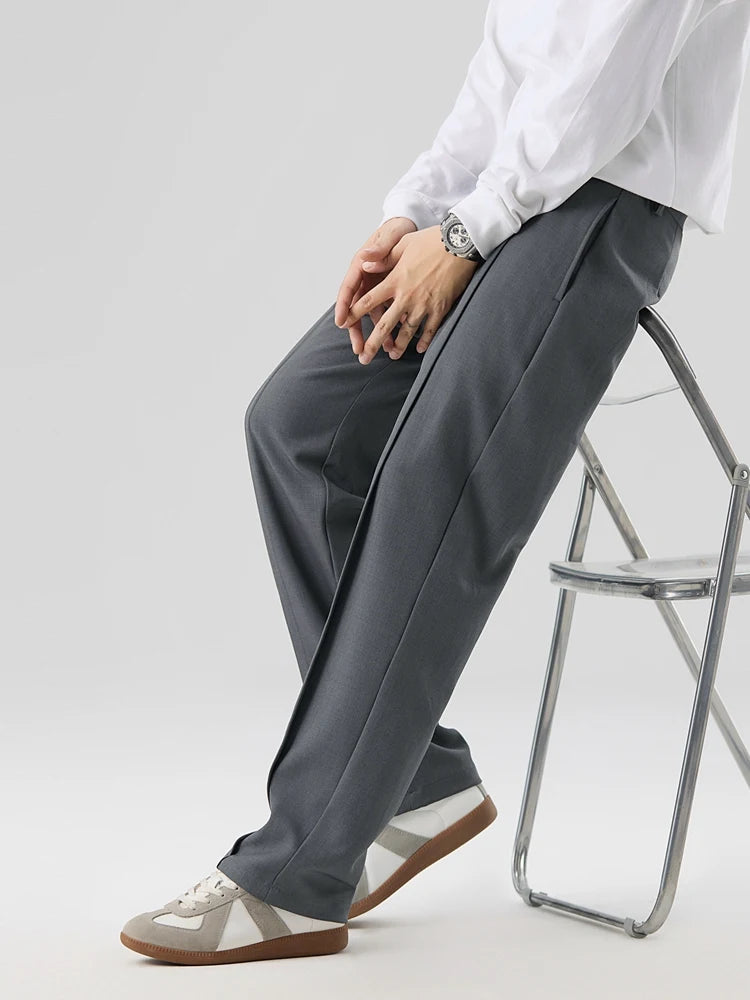 Rowan | Men's Pleated Dress Pants Beige Straight Leg