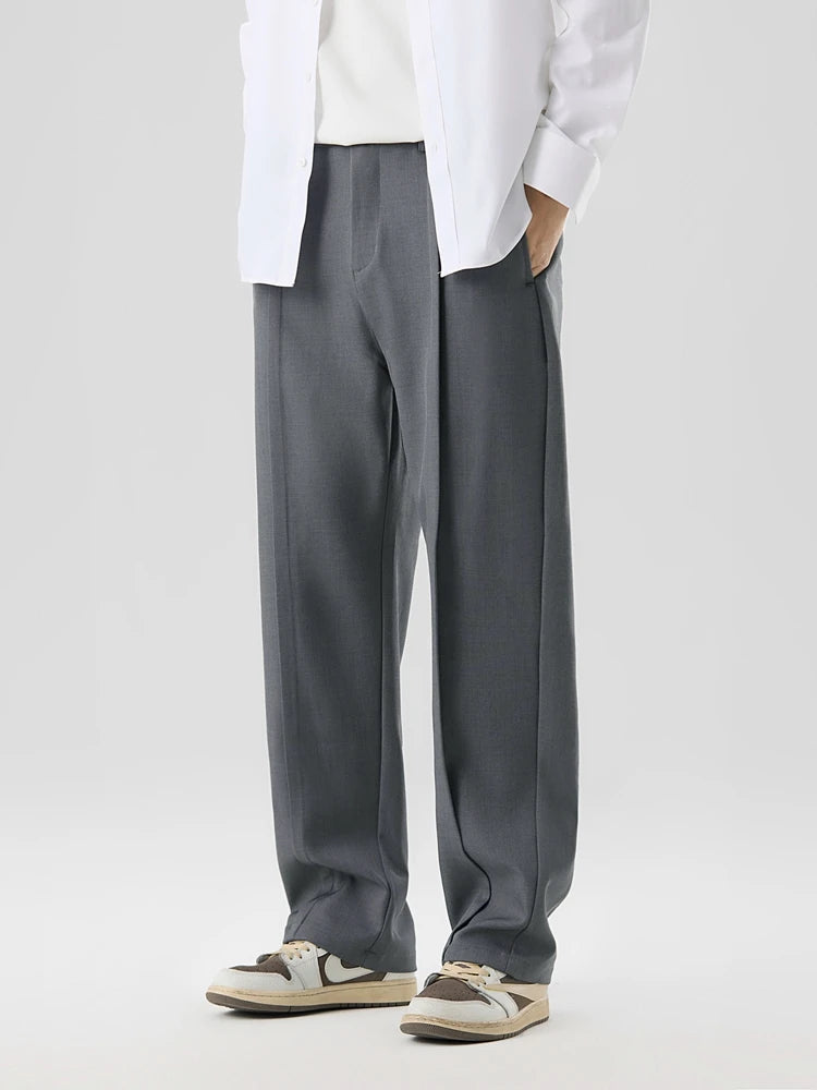 Rowan | Men's Pleated Dress Pants Beige Straight Leg