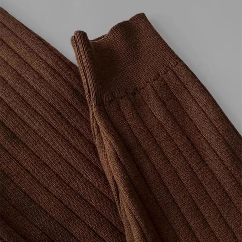 Axel | Men's Polo Shirt Brown Pinstripe Long Sleeve
