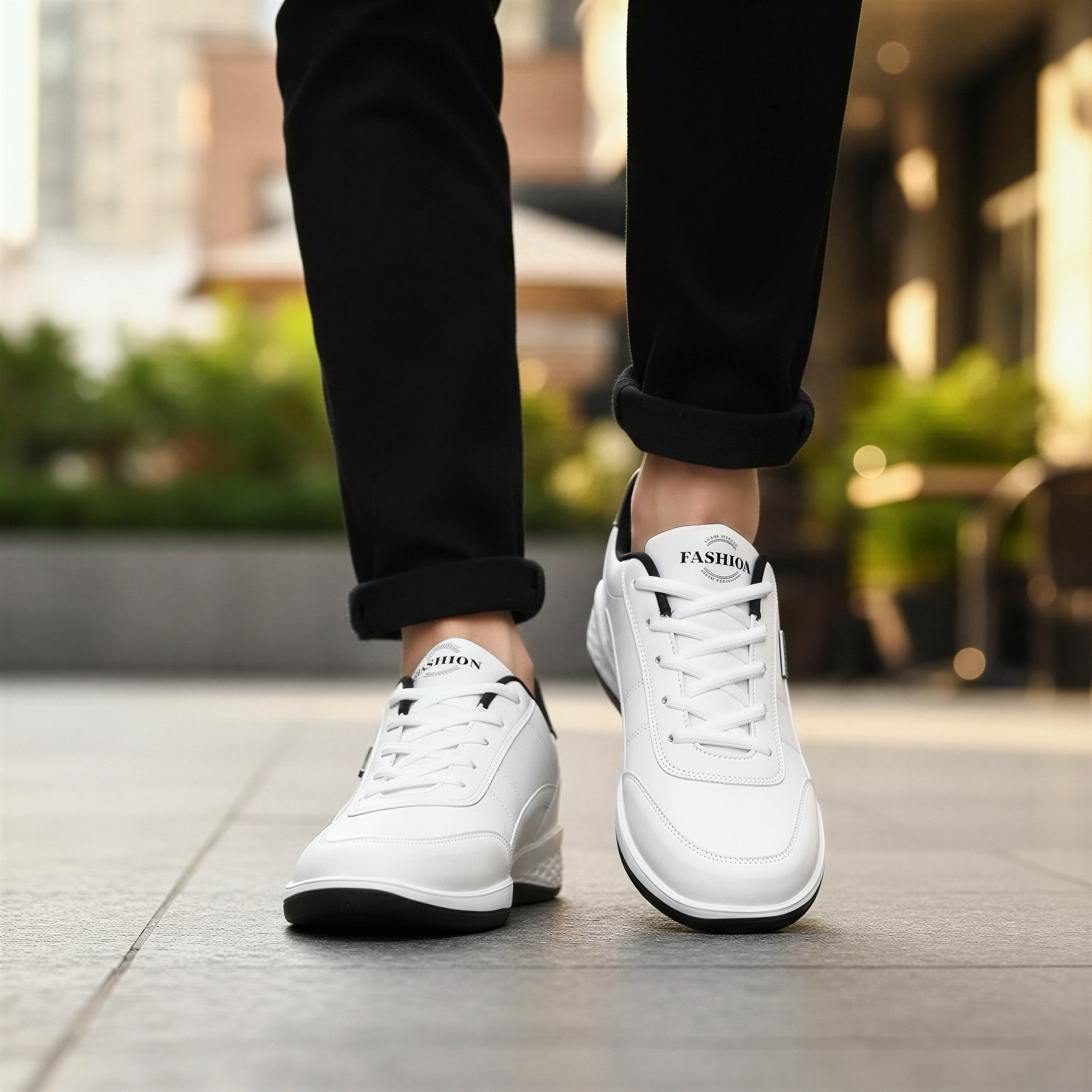 Jude | Men's Casual Low Top Sneakers Black Red White