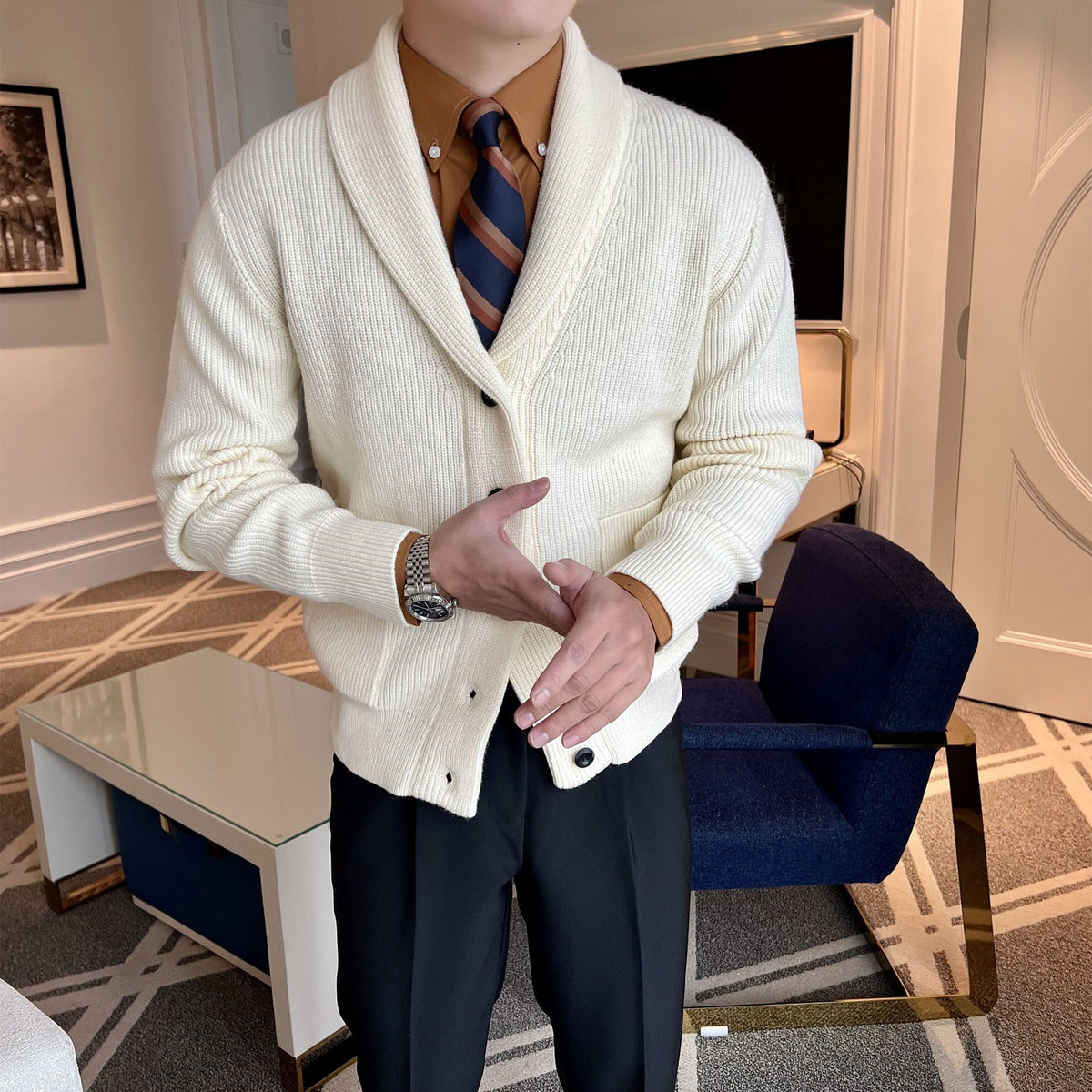 Dama Washington Ignatius shawl collar cardigan - front view