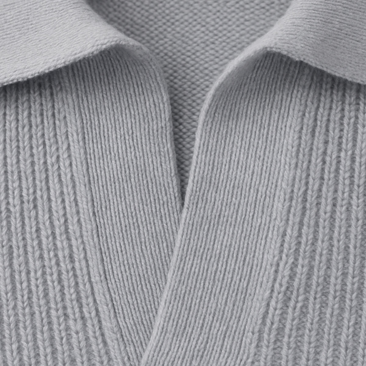 Axel | Men's Ribbed Polo Sweater Gray Long Sleeve