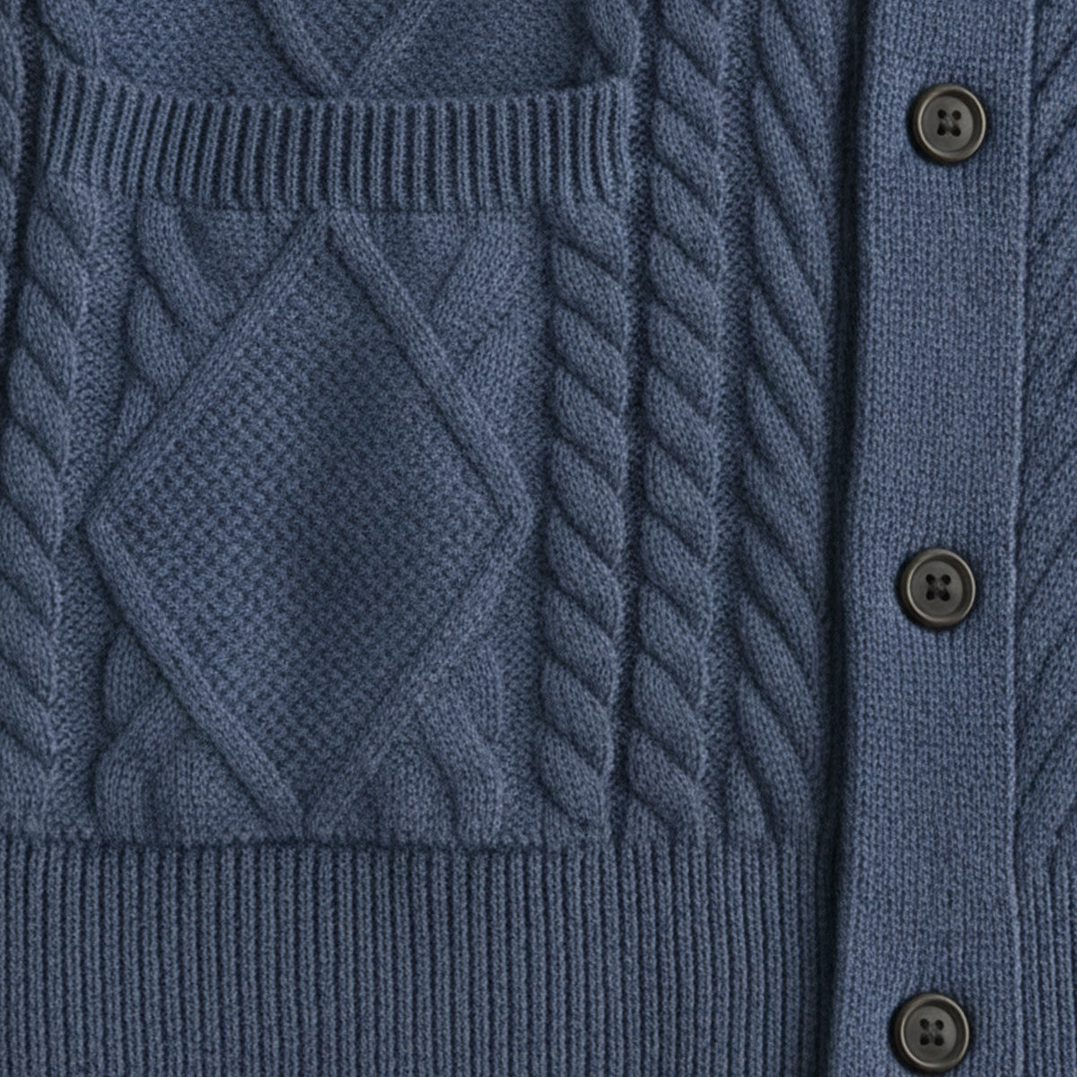 Bram | Men's Cable Knit Cardigan Navy Blue Shawl Collar