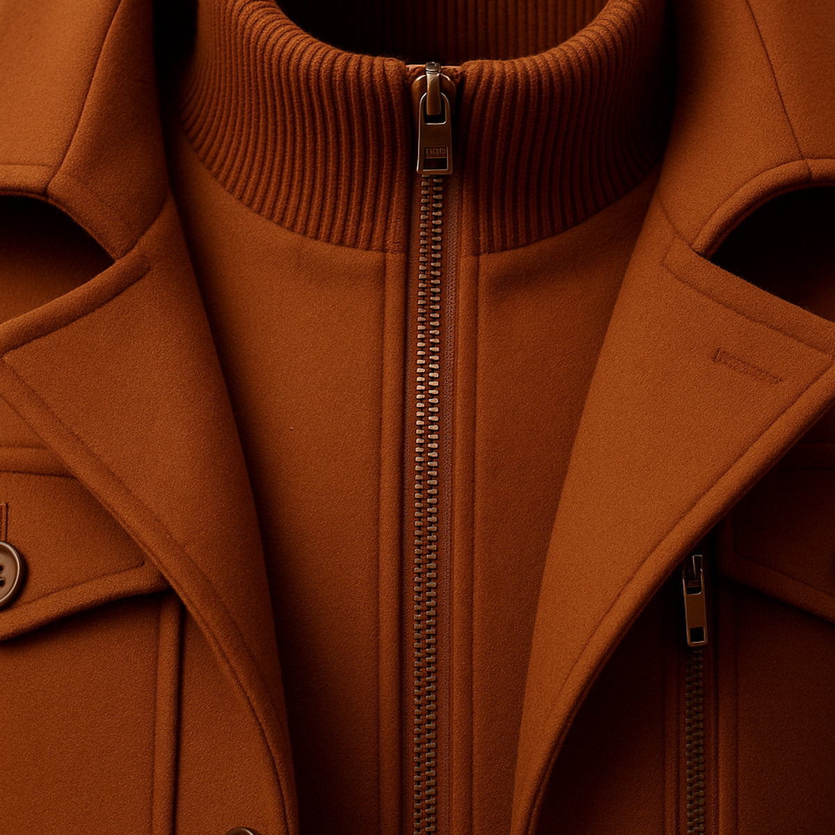 Esme | Men's Wool Coat Brown Long Sleeve Collared