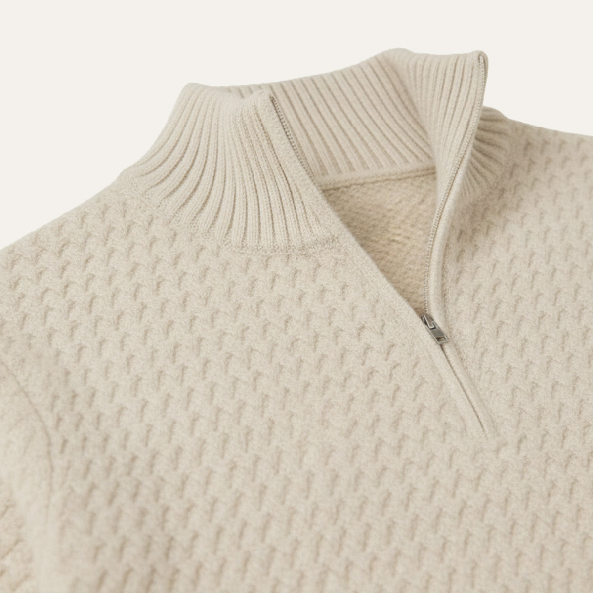 Ezra | Men's Quarter Zip Sweater Navy Ribbed Knit
