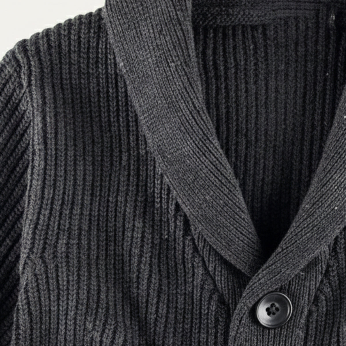 Callum | Men's Shawl Collar Cardigan Dark Gray Chunky Knit