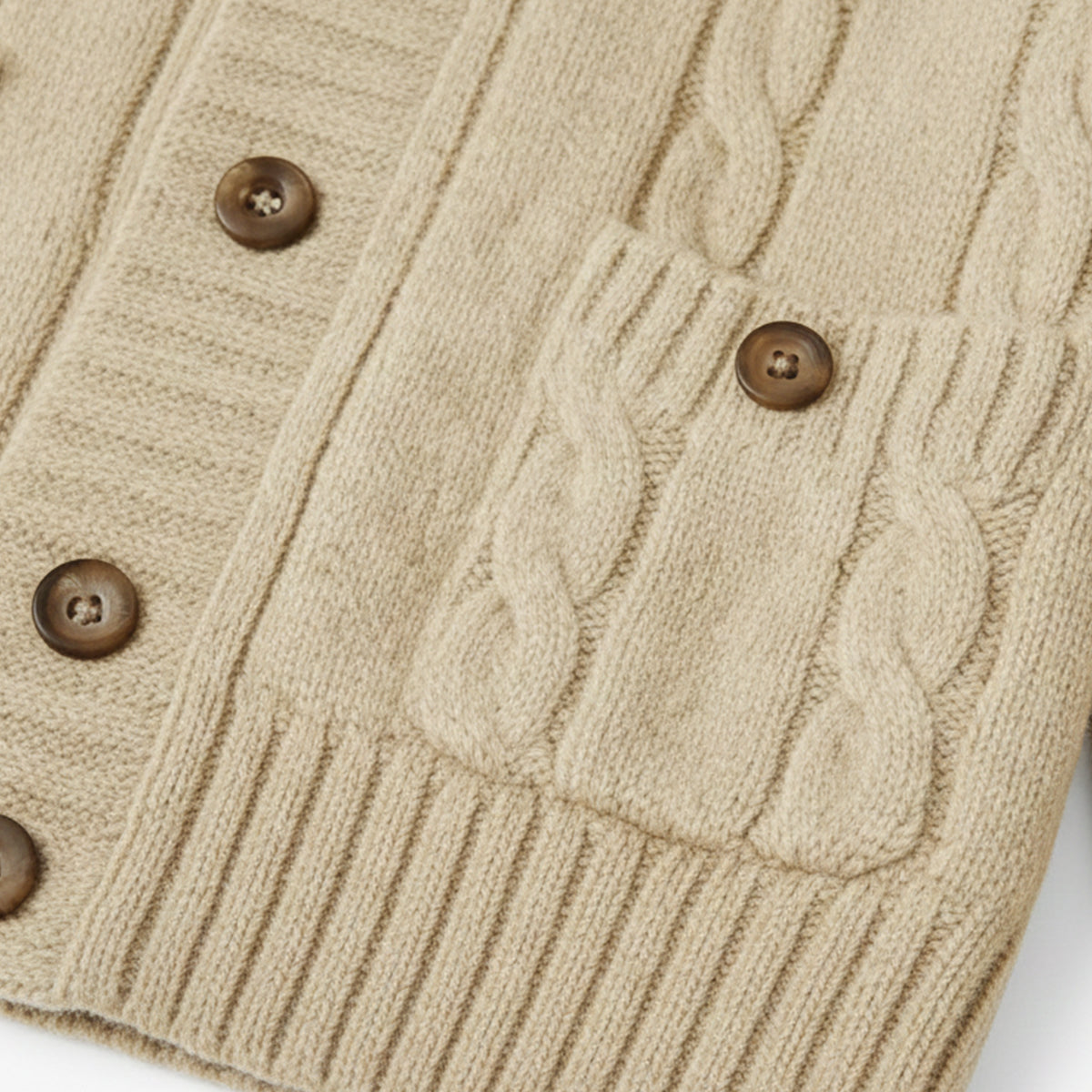 Axel | Men's Cable Knit Cardigan Cream Shawl Collar Button Front