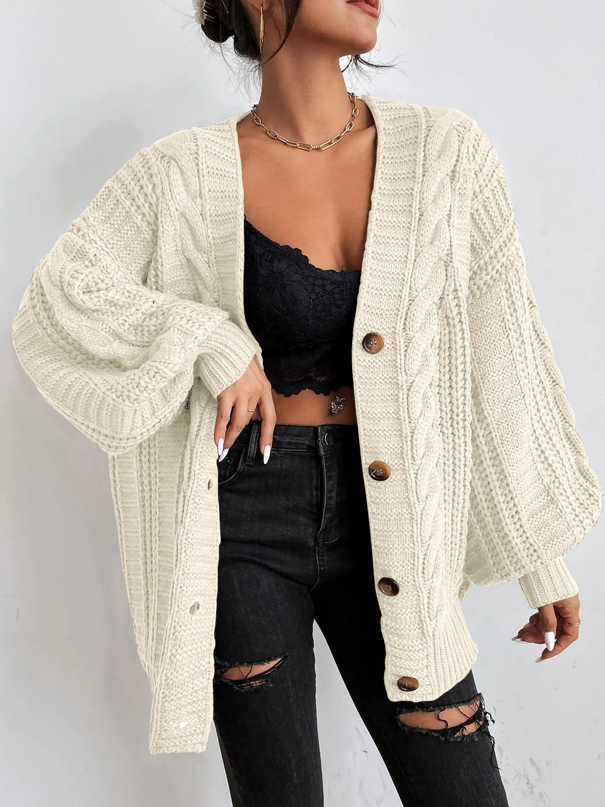 Dama Washington Ulyssa oversized cable knit cardigan - view 3