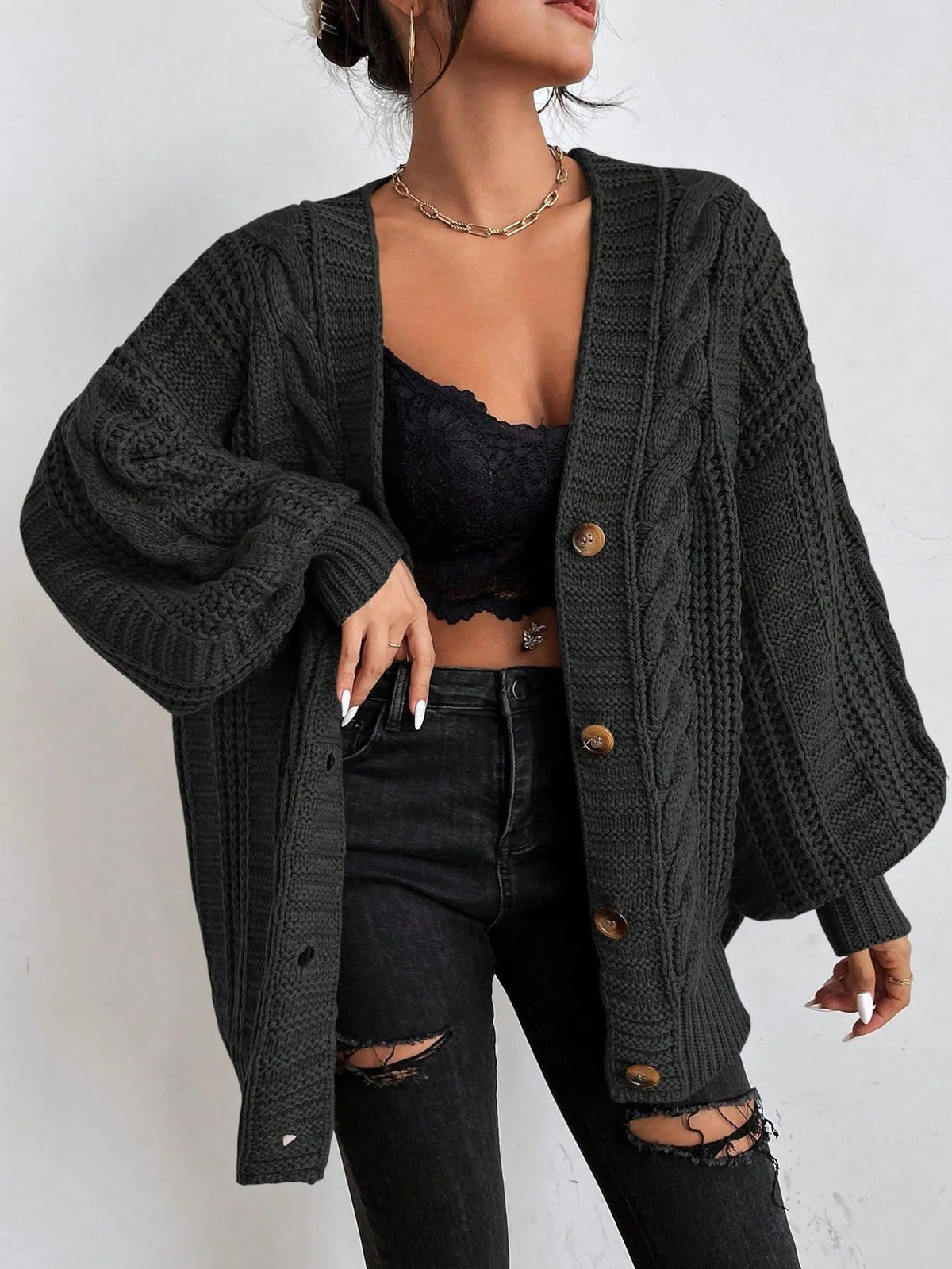 Dama Washington Ulyssa oversized cable knit cardigan - view 4