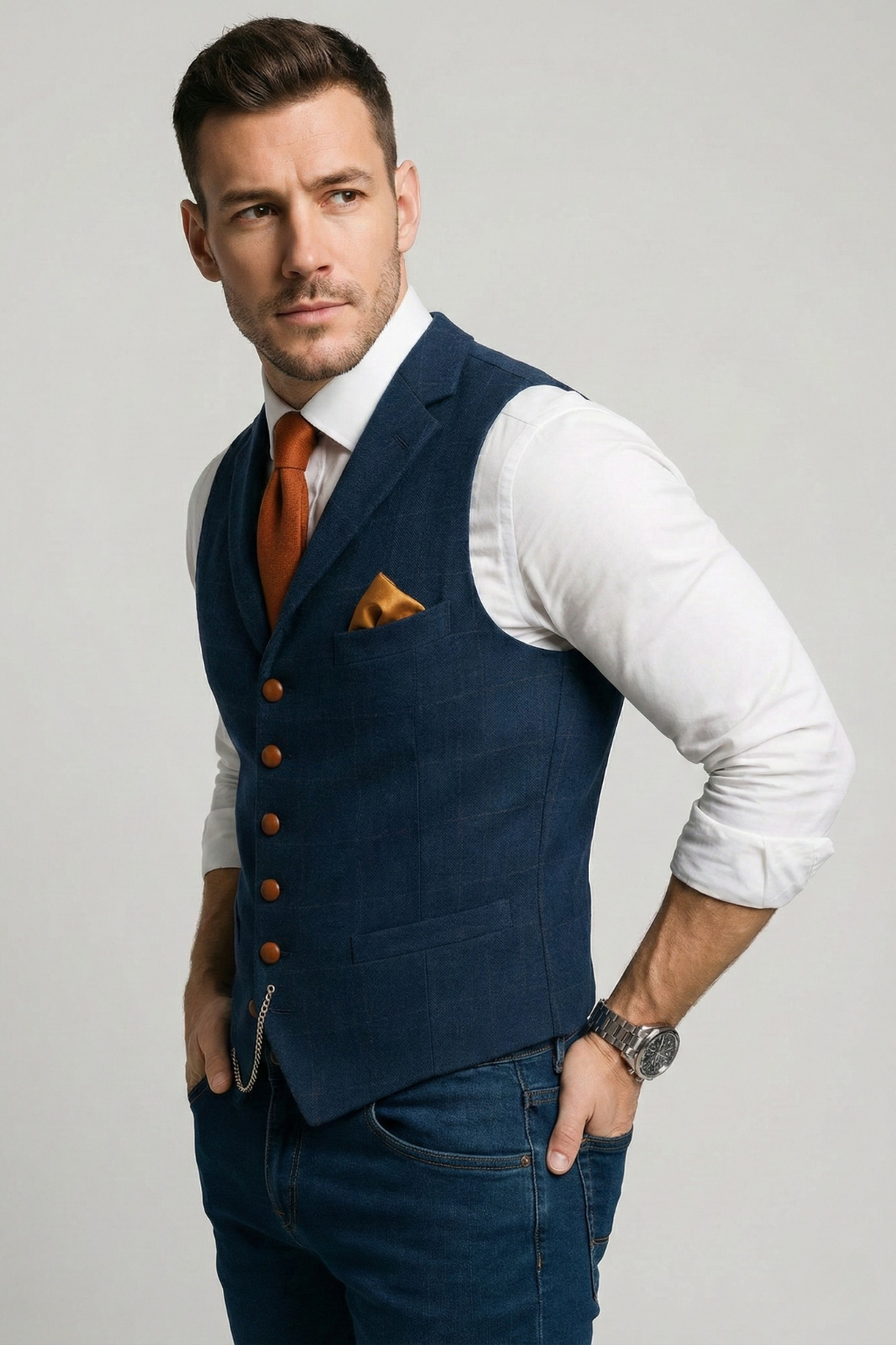 Dama Washington Conrad men's tweed v-neck waistcoat - view 3