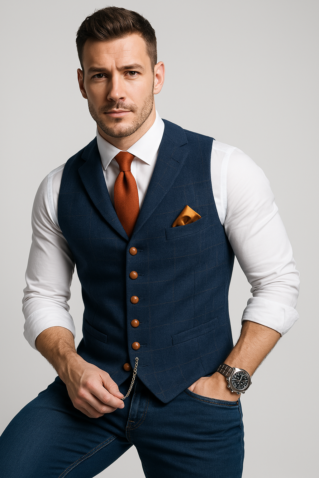 Dama Washington Conrad men's tweed v-neck waistcoat - view 2