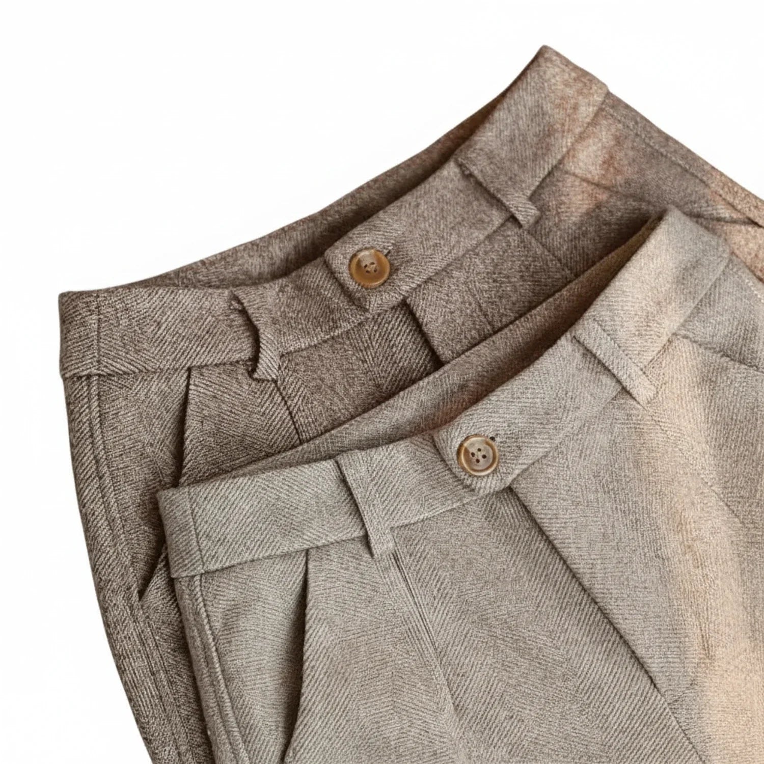 Axel | Men's Tapered Dress Pants Beige Herringbone