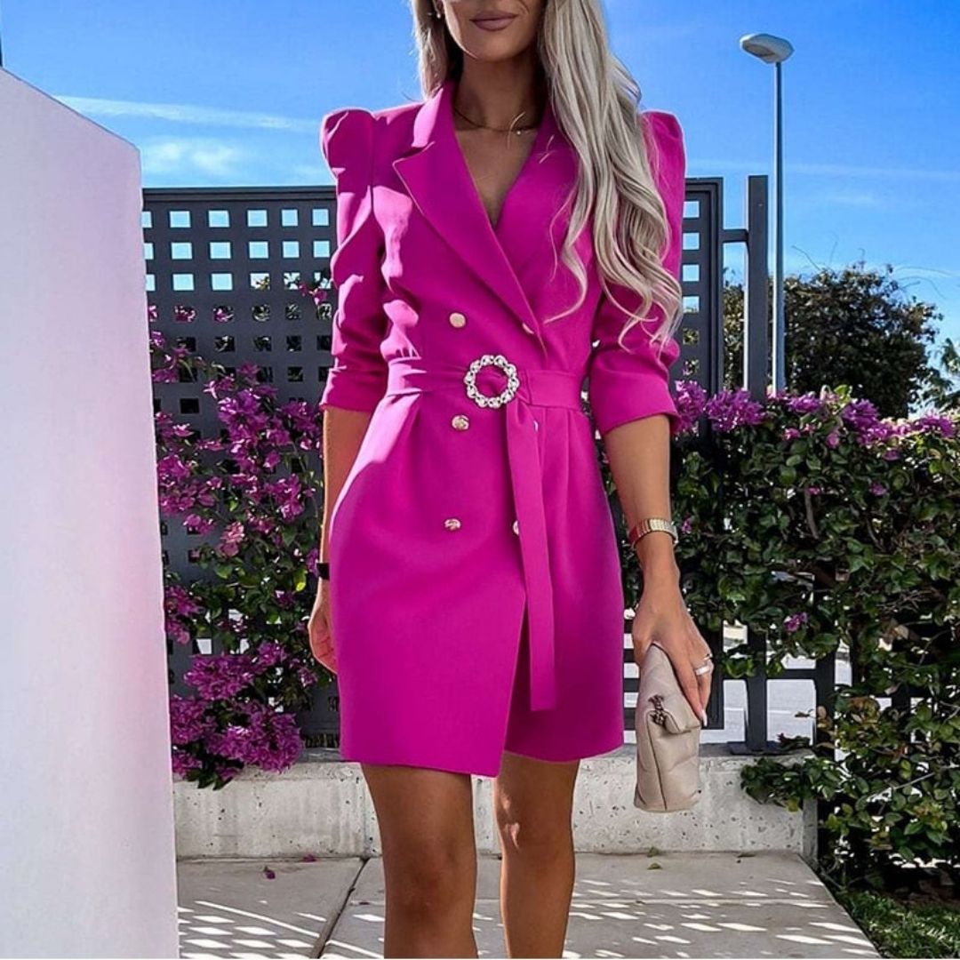 Lola | Women's Blazer Dress Lavender Double Breasted Belted