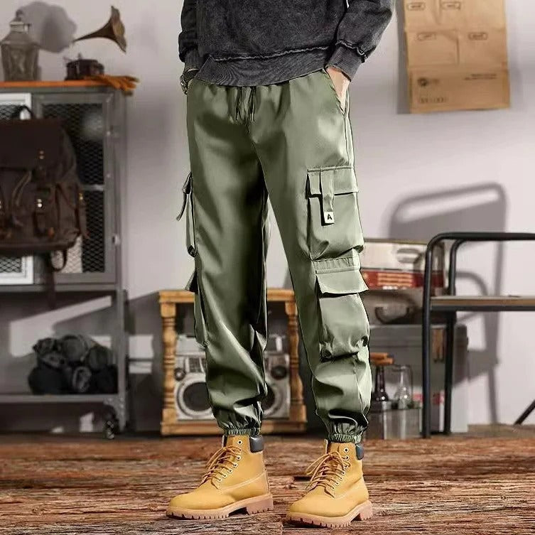 Arlo | Men's Cargo Pants Black Drawstring Jogger