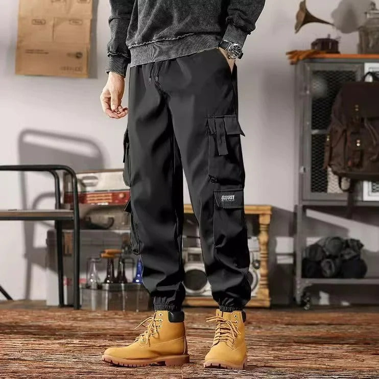 Arlo | Men's Cargo Pants Black Drawstring Jogger