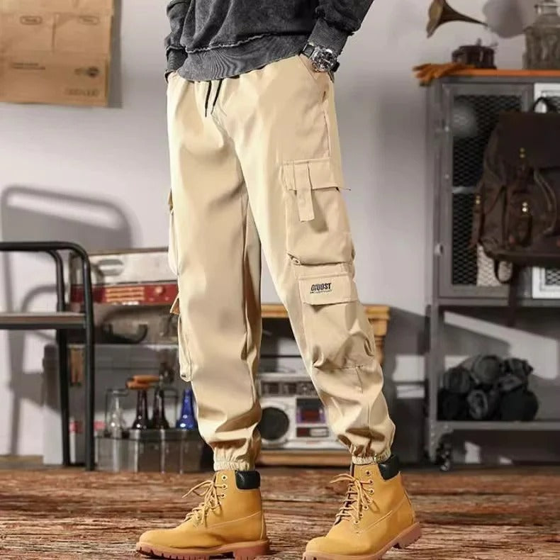 Arlo | Men's Cargo Pants Black Drawstring Jogger