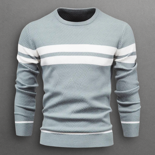 Dama Washington Axel men's crew neck sweater sage green white stripe - view 2