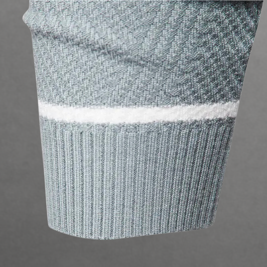 Axel | Men's Crew Neck Sweater Sage Green White Stripe