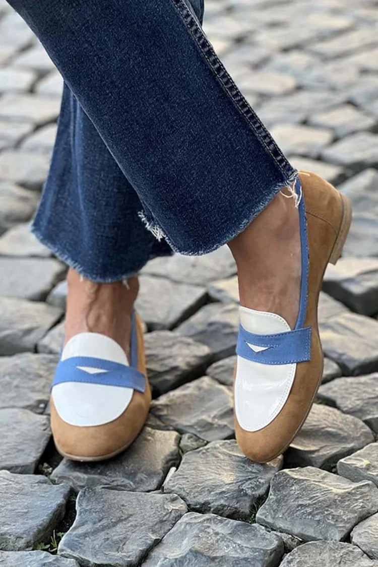 Rue | Women's Leather Loafer Brown White Blue