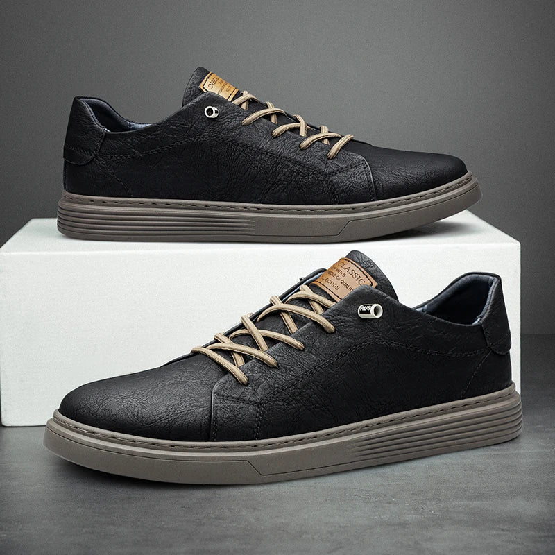 Axel | Men's Casual Lace Up Sneakers Black White