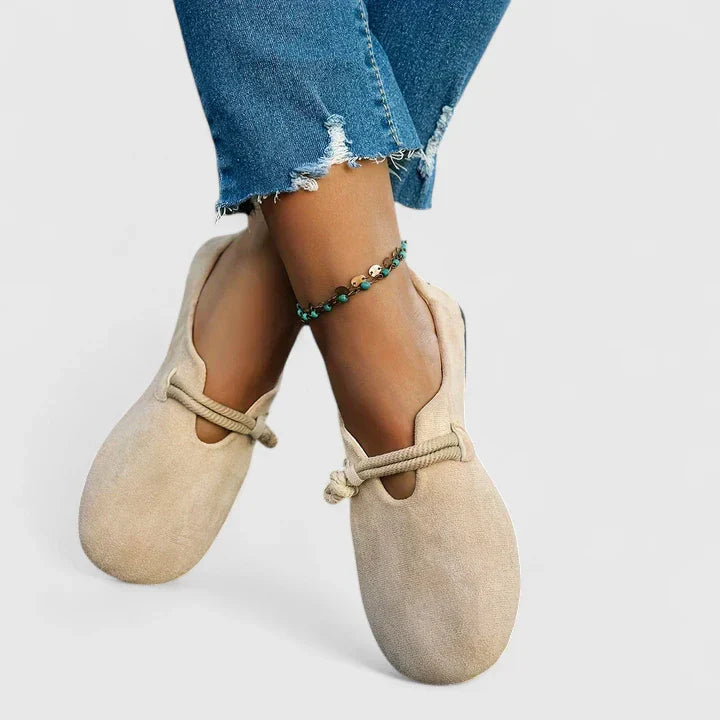 Ivy | Women's Suede Slip On Mule Cream Rope Detail