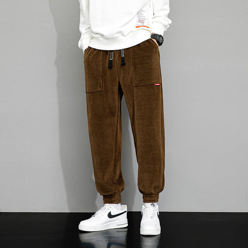 Dama Washington Arlo men's cargo corduroy joggers brown - front view